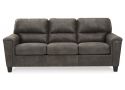 3 Seater Pull Out Queen Size Faux Leather Sofa Bed in Smoke - Nankin